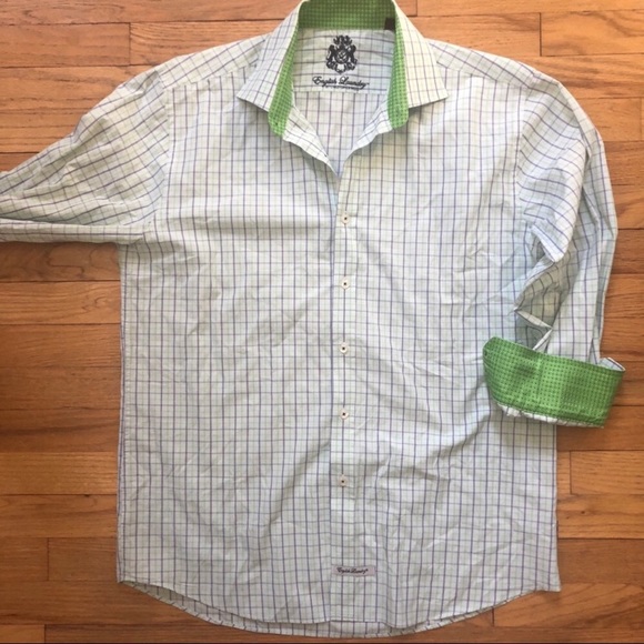 English Laundry Green Plaid Flip Cuff - Picture 3 of 5